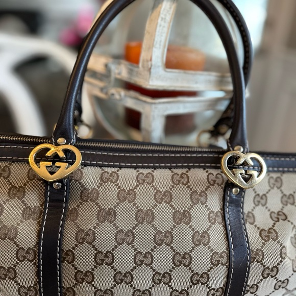 Gucci GG ❤️Lovely Heart Collection❤️ canvas and leather tote - Picture 2 of 14